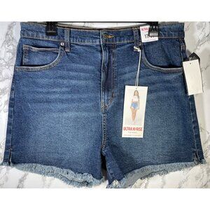 Celebrity Pink Ultra Hi-Rise The Rebel Denim Shorts For Women Size 17 Dark Wash